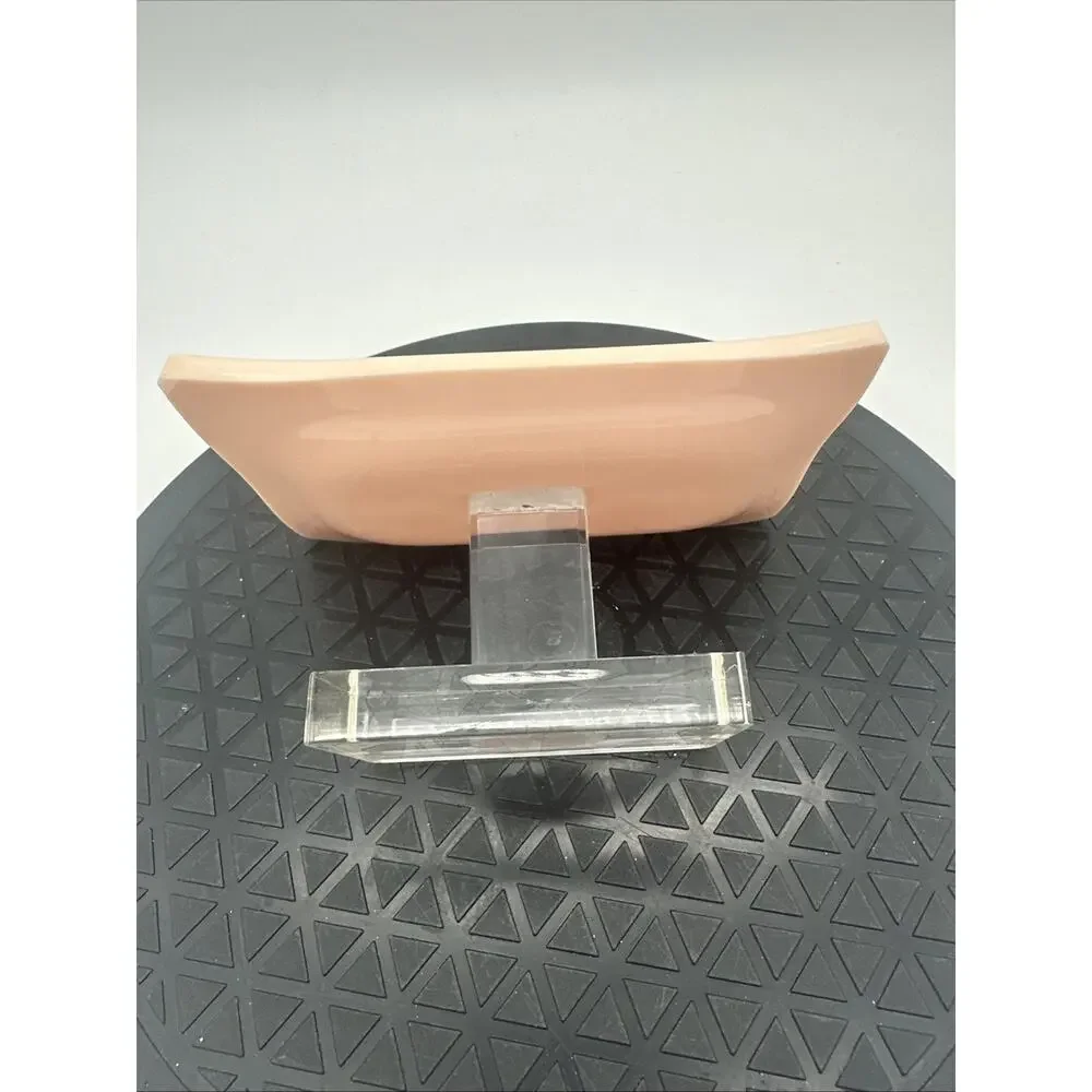 Vintage 70’s Lucite /Acrylic Light Salmon Pedestal Bar Soap Holder EUC